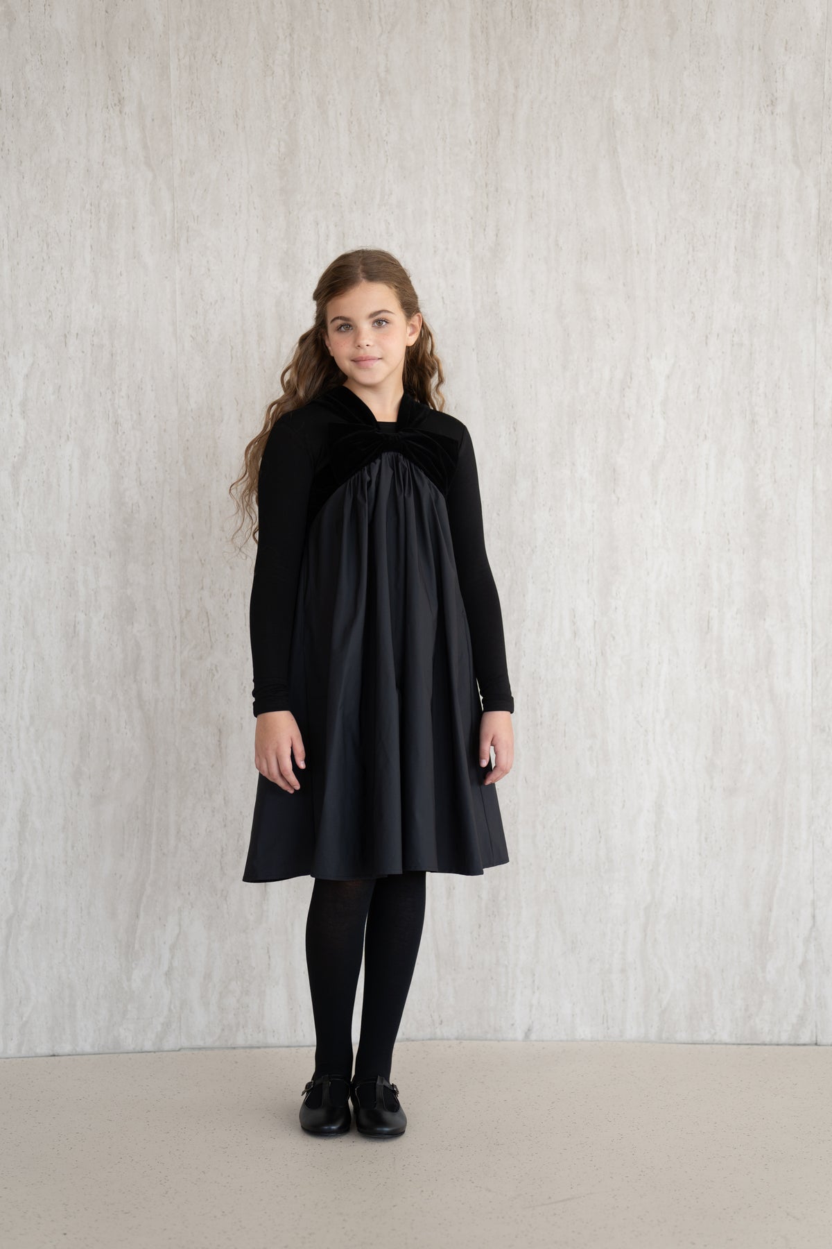Velvet Bow Pinafore - Black