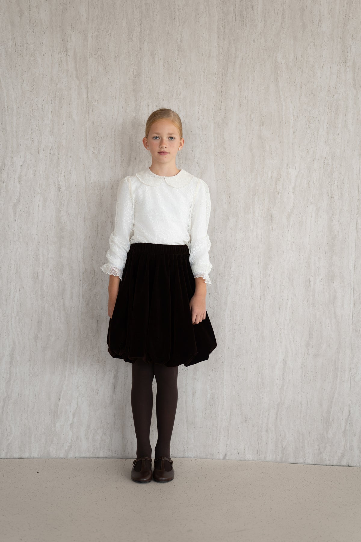 Velvet Balloon Skirt - Brown