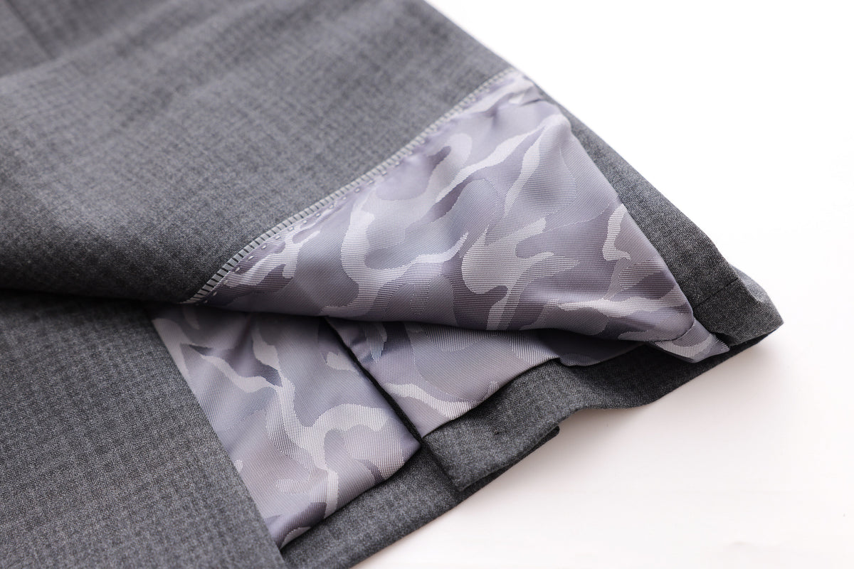 Double-Breasted Checkered Jacket - Grey