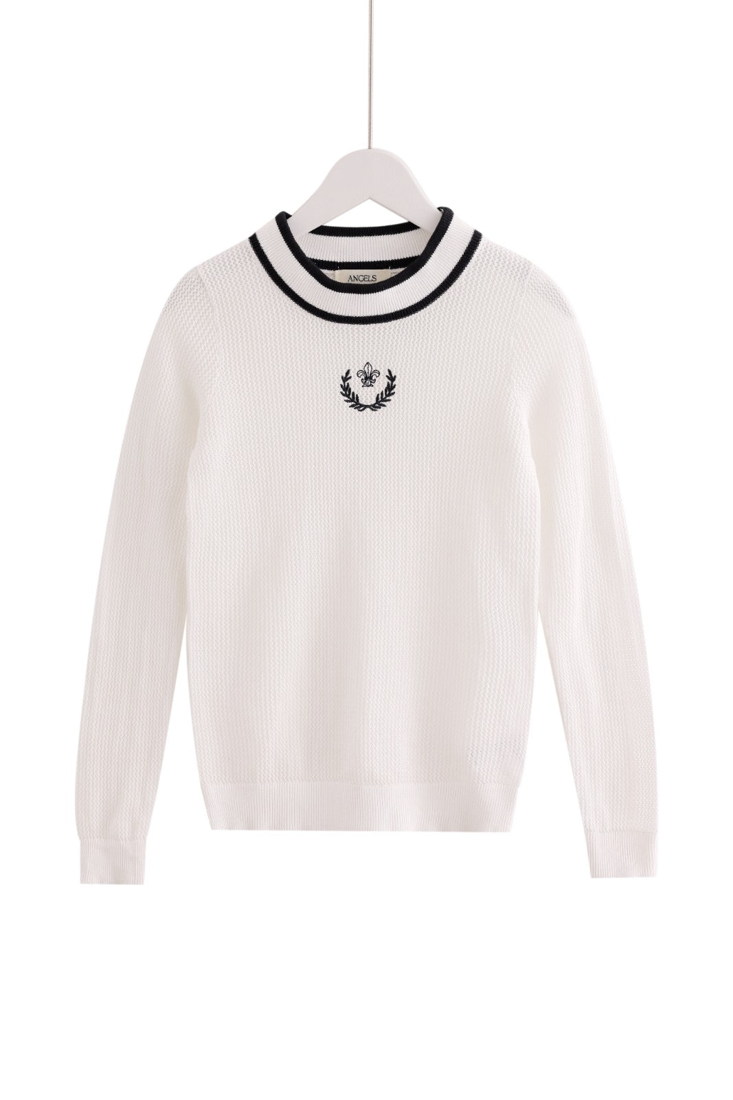 White Mesh Knit Sweater