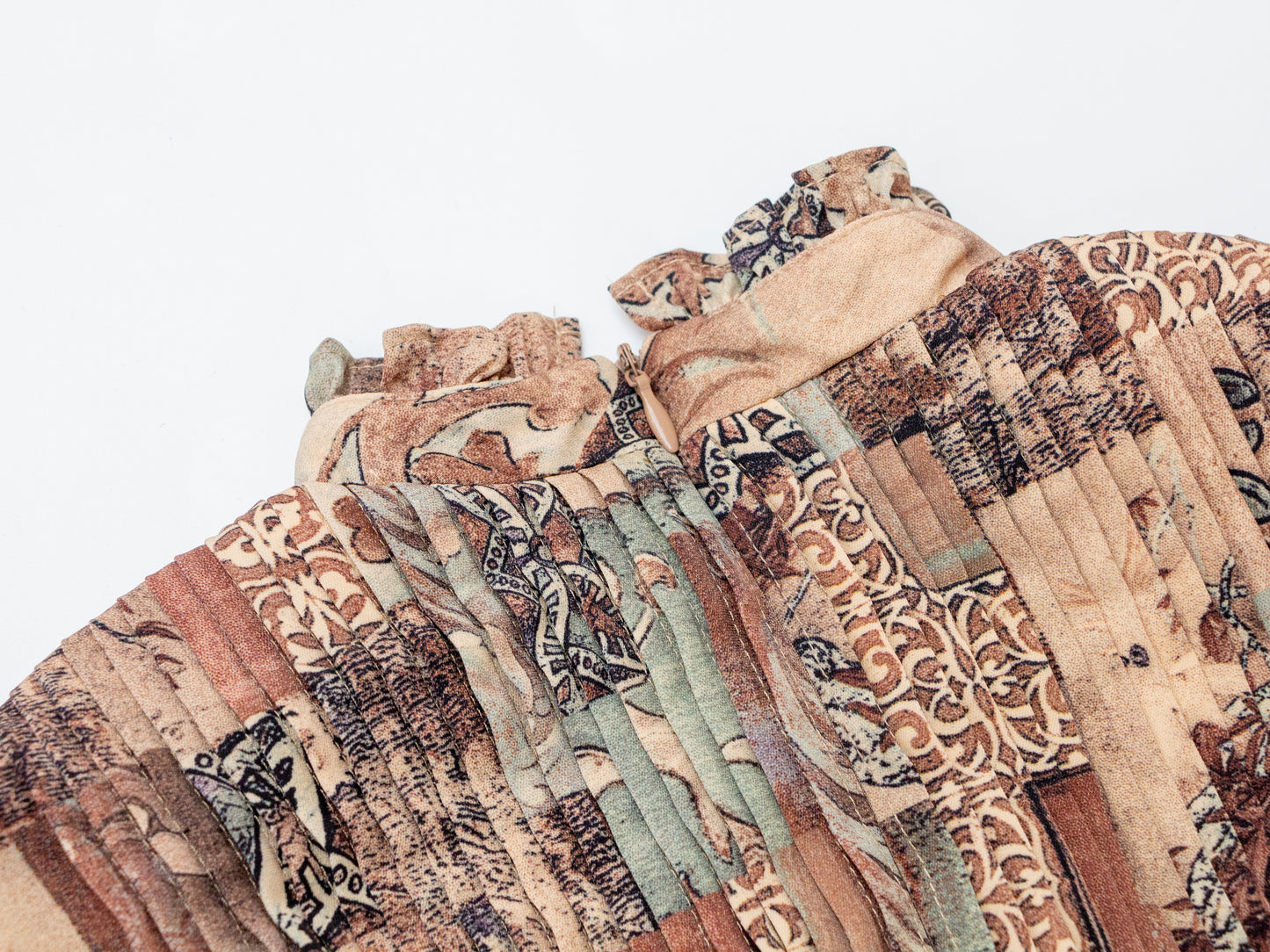 Papillon Pleated Dress - Brown