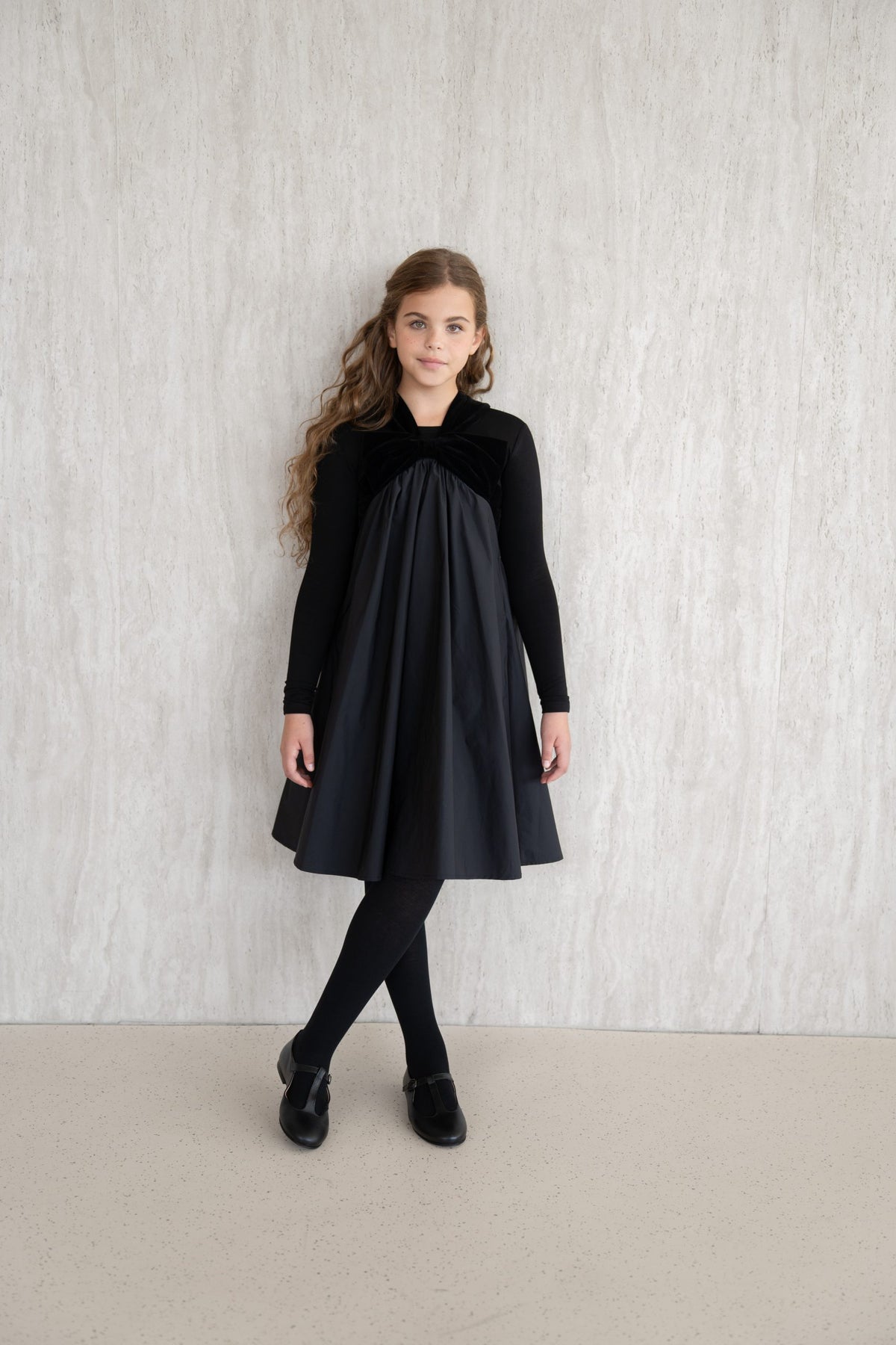 Velvet Bow Pinafore - Black