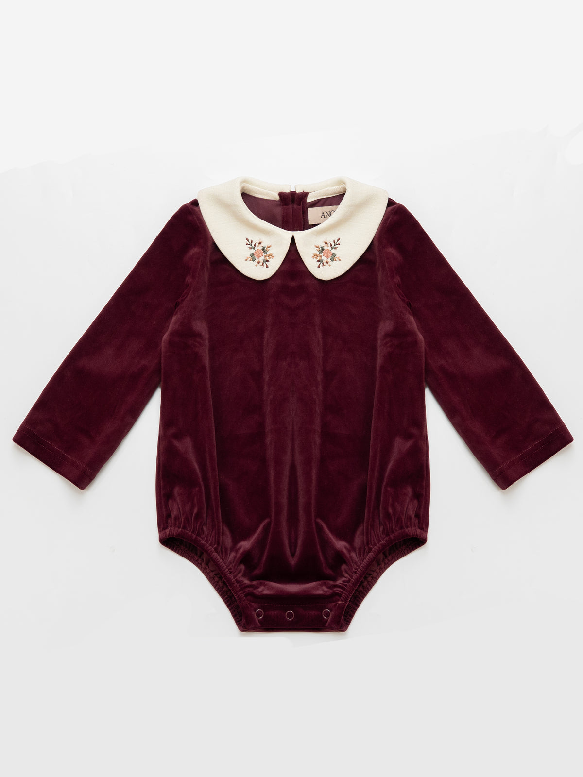 Velvet Peter Pan Romper - Burgundy