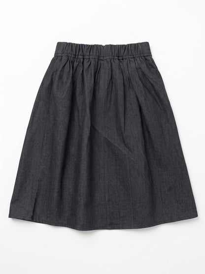 Lace-Up Denim Skirt - Black