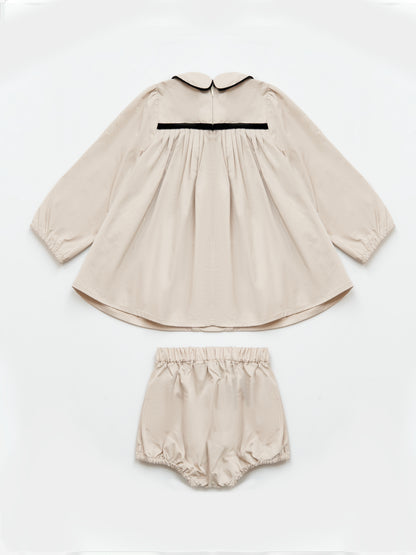 Pleated Flared Set -Cream