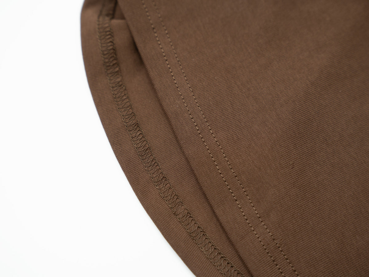 Cotton Cap-Sleeves Dress - Brown