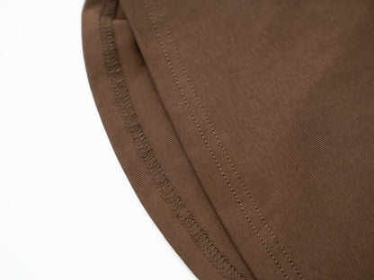 Cotton Cap-Sleeves Dress - Brown