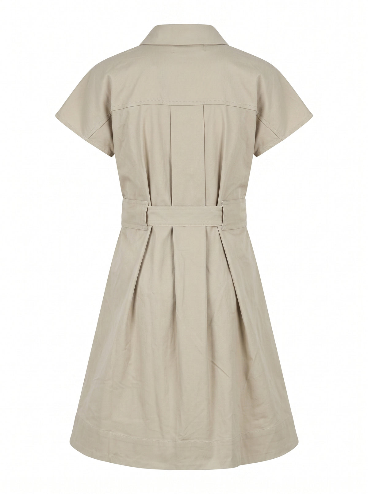 Cotton Cap-Sleeves Dress - Stone