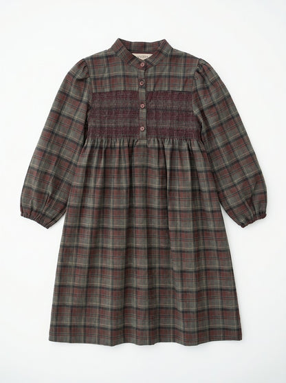 Plaid Dress - Burgundy