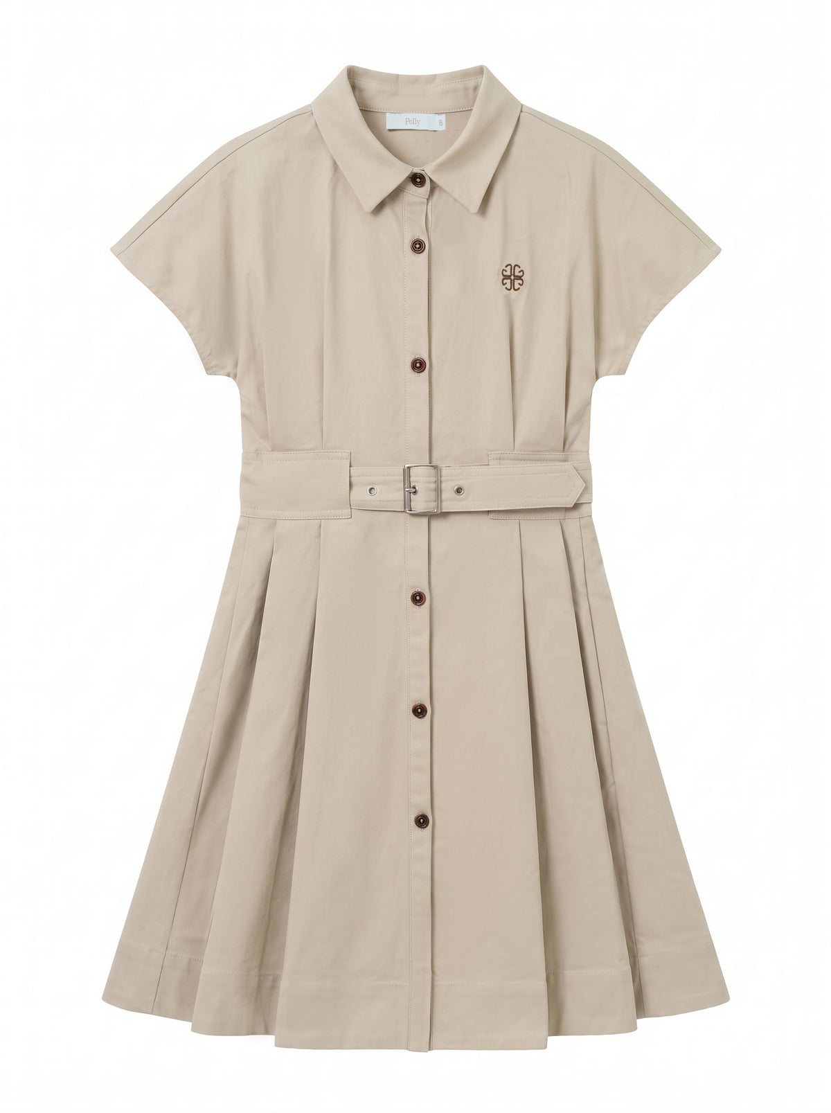Cotton Cap-Sleeves Dress - Stone