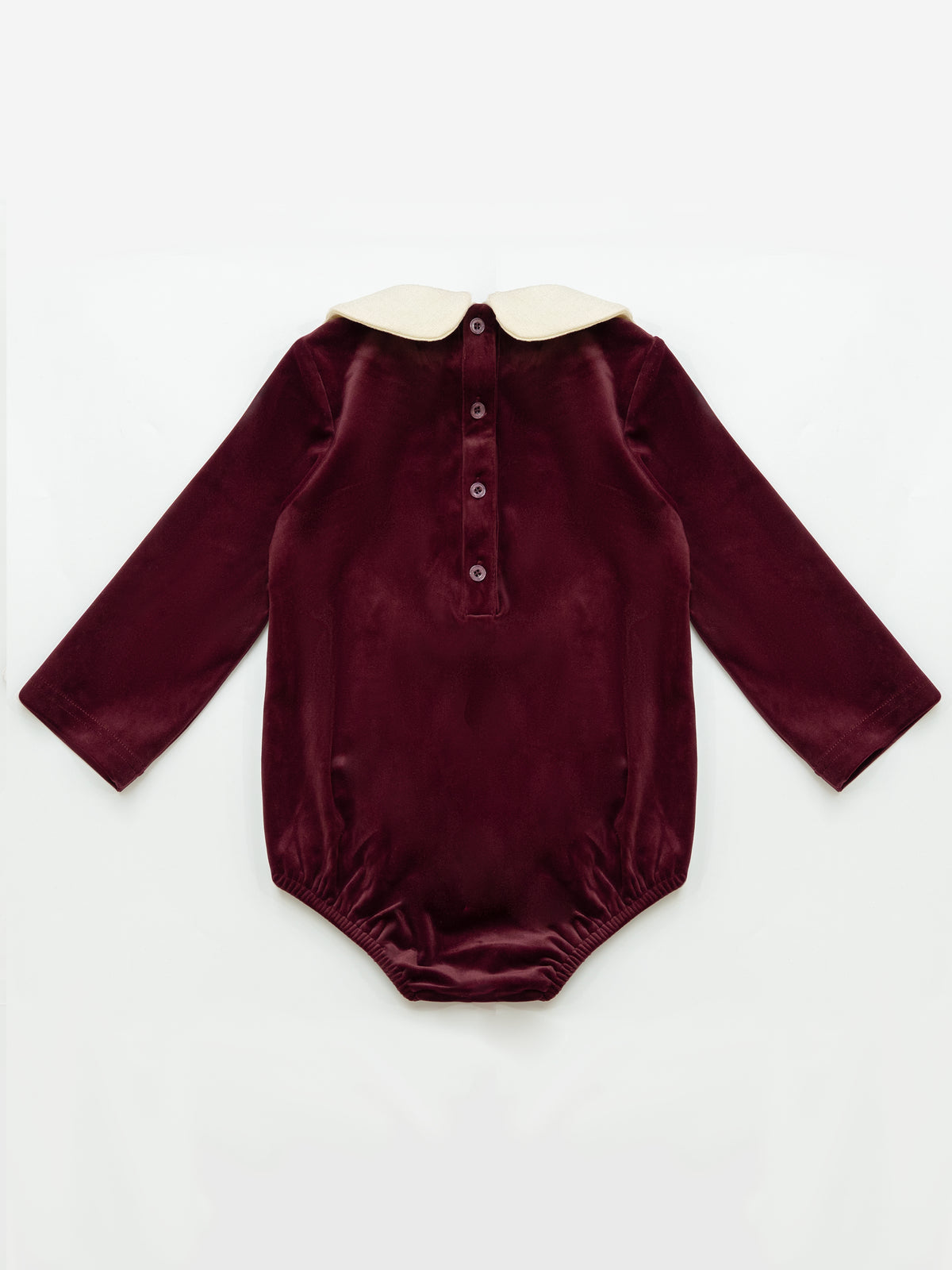 Velvet Peter Pan Romper - Burgundy