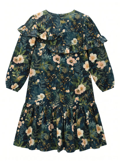 Printed Ruffle Dress - Flowers