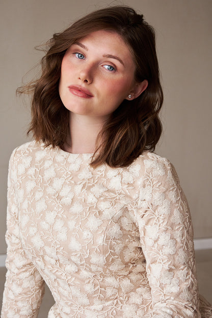 Flower Cut Lace Gown Cream