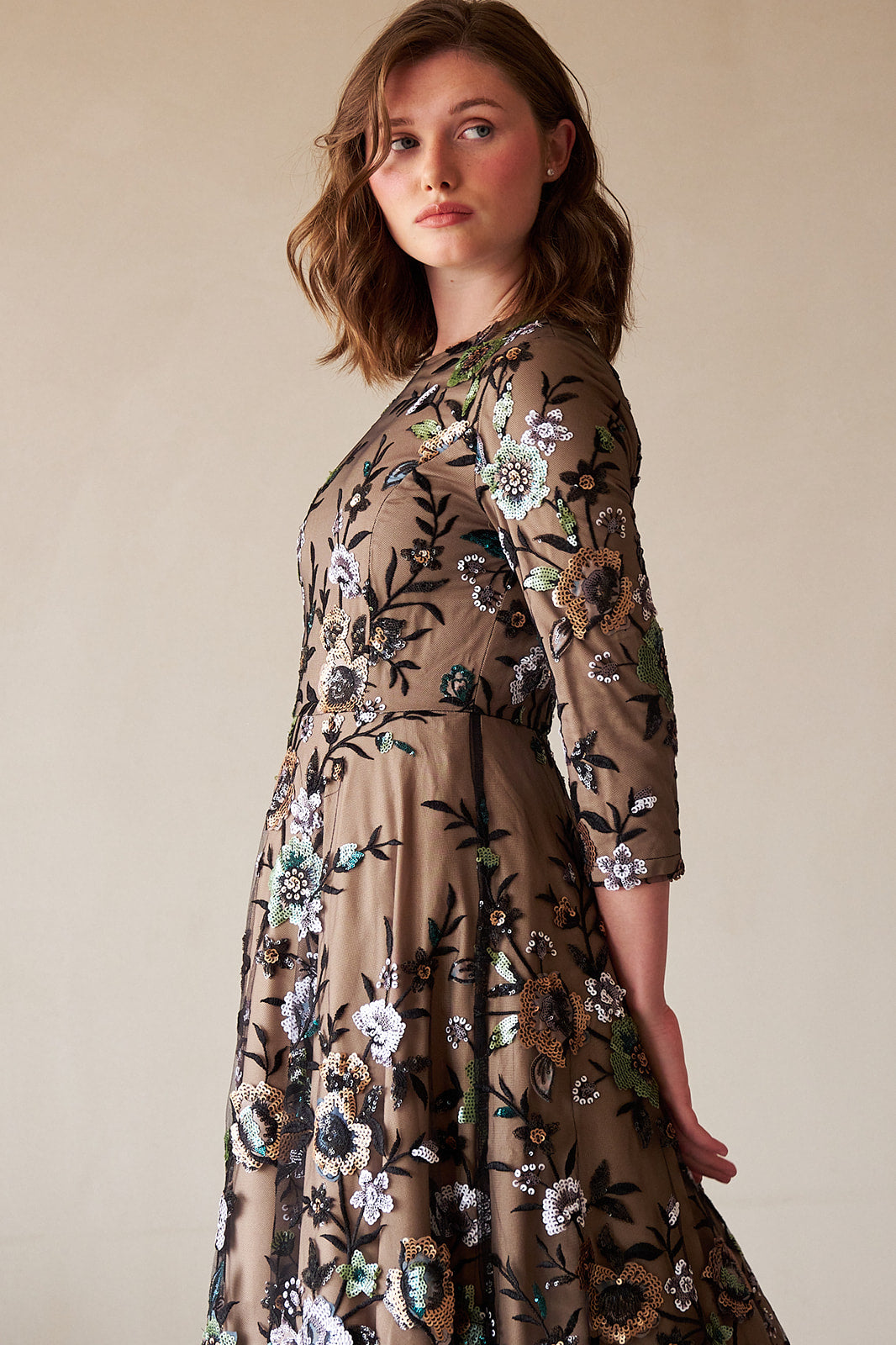 Floral Sequin Gown