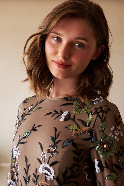 Floral Sequin Gown