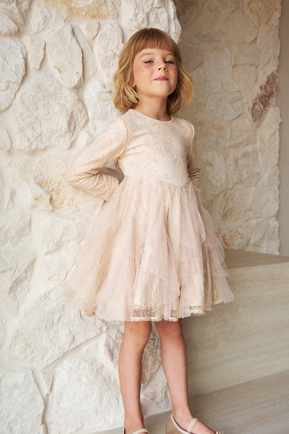 Lace Cone Dress Stone