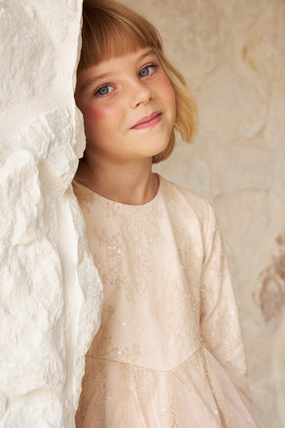 Lace Cone Dress Stone
