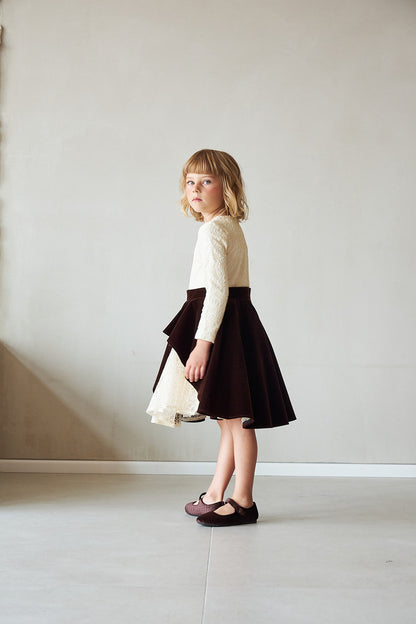 Velvet Lace Dress - Brown