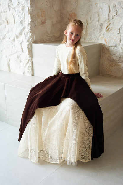 Velvet Lace Gown - Brown