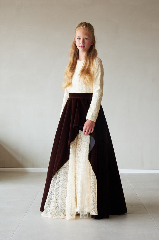 Velvet Lace Gown - Brown