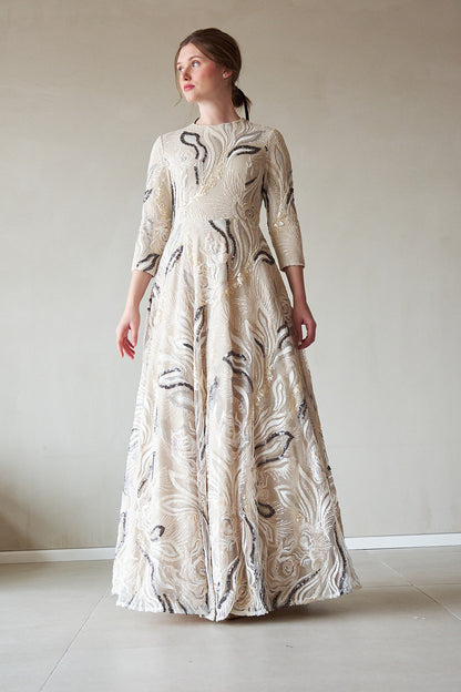 Leaf Sequin Gown