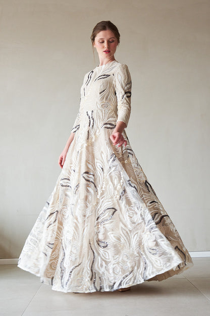 Leaf Sequin Gown