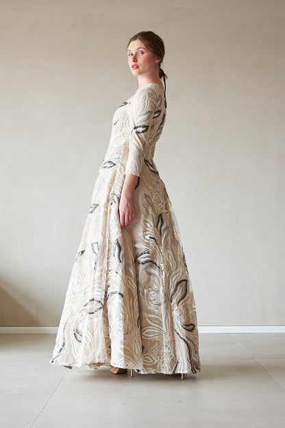 Leaf Sequin Gown