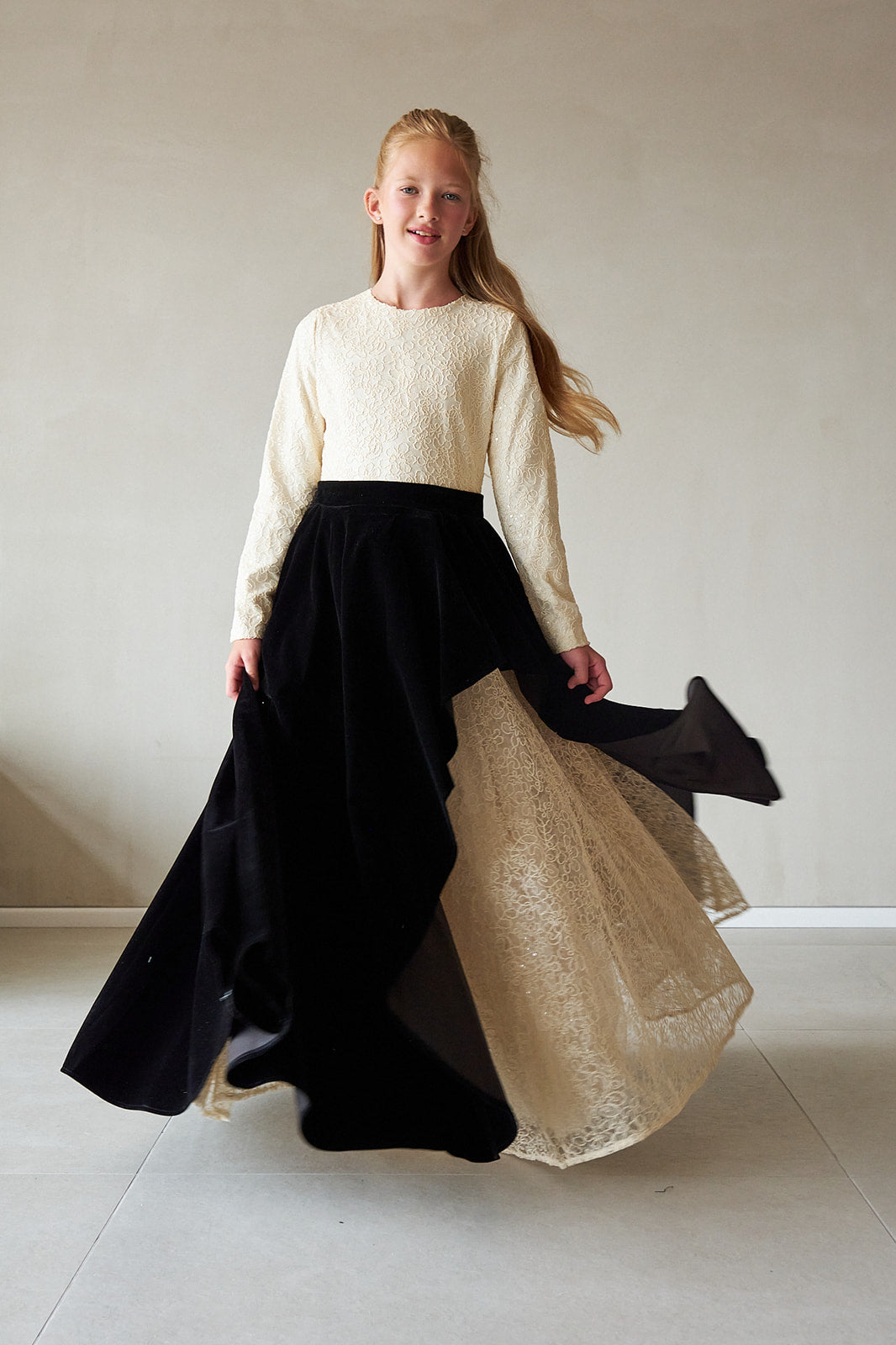 Velvet Lace Gown - Black