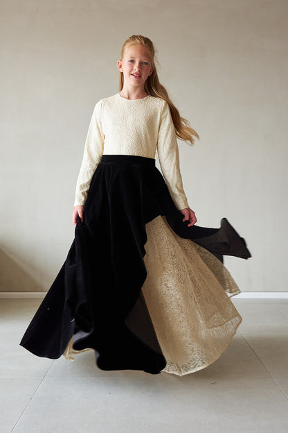 Velvet Lace Gown - Black