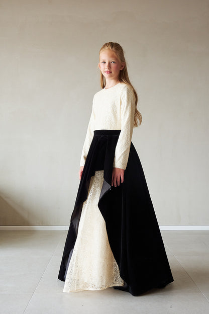 Velvet Lace Gown - Black