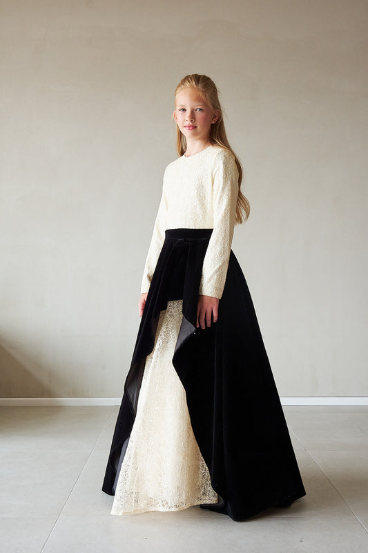 Velvet Lace Gown - Black