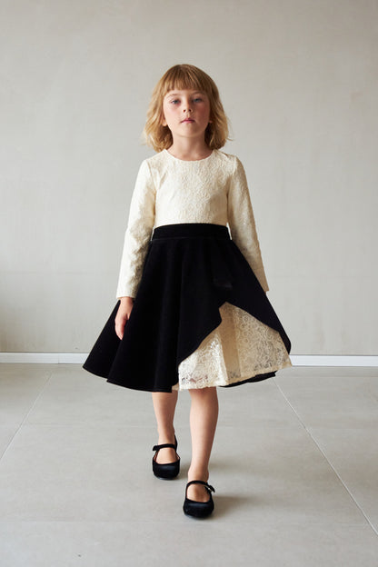 Velvet Lace Dress - Black