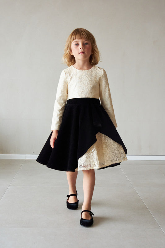 Velvet Lace Dress - Black