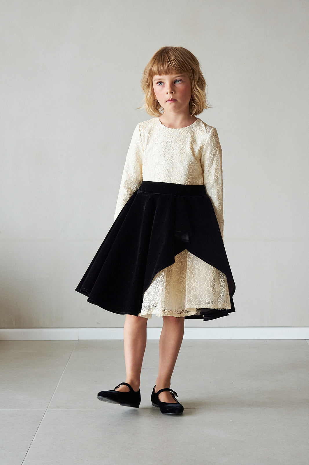 Velvet Lace Dress - Black