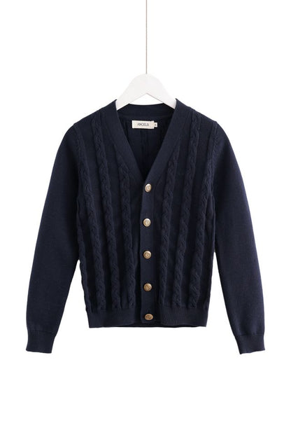 Cable-Knit Cardigan - Blue