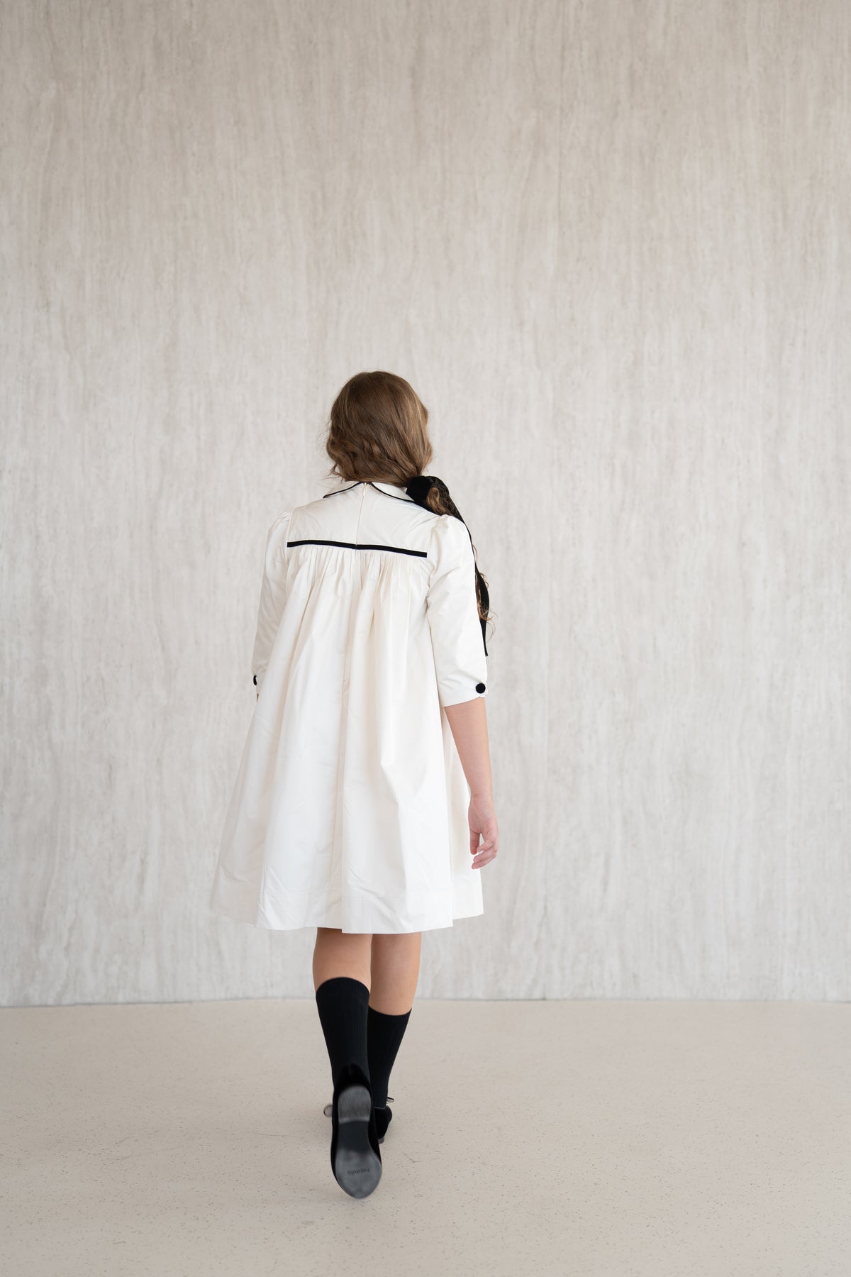 Pleated Flared Dress - Cream