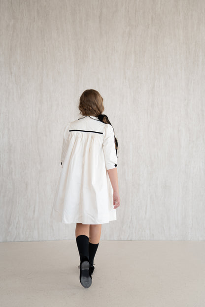 Pleated Flared Dress - Cream