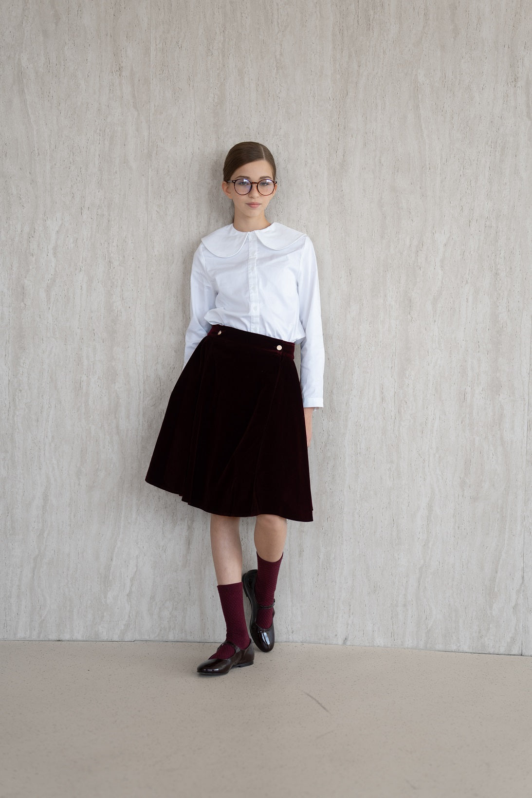 Velvet Wrap Skirt - Burgundy