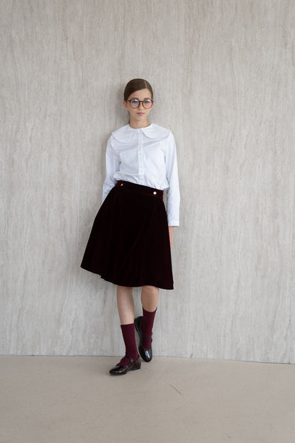 Velvet Wrap Skirt - Burgundy