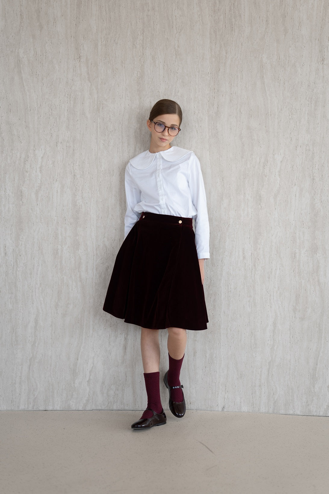 Velvet Wrap Skirt - Burgundy