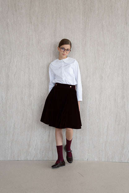 Velvet Wrap Skirt - Burgundy