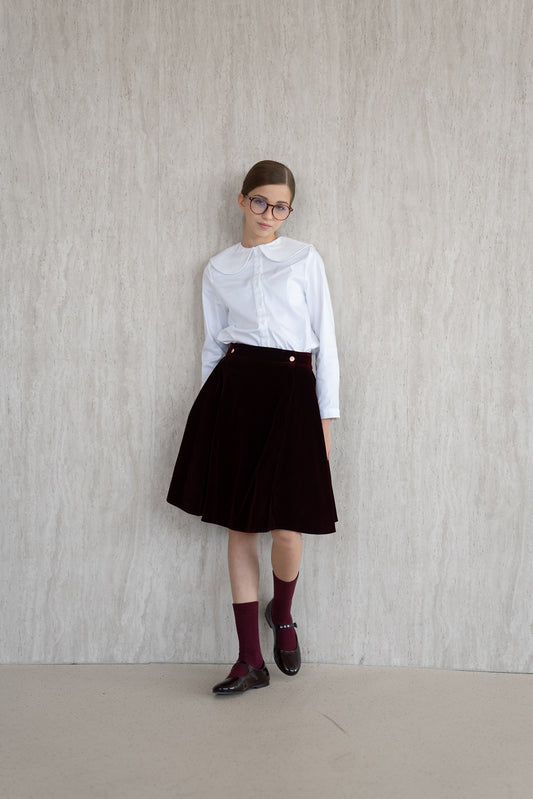 Velvet Wrap Skirt - Burgundy