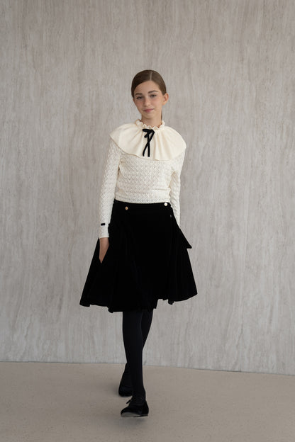 Velvet Wrap Skirt - Black