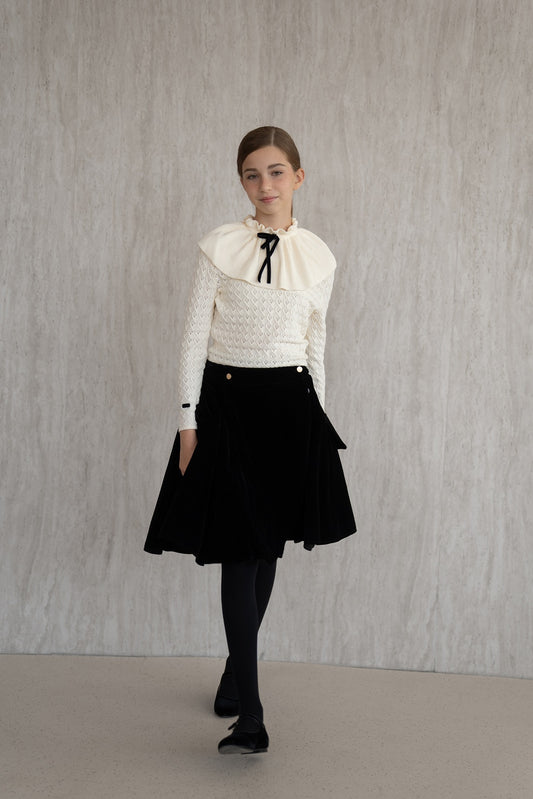 Velvet Wrap Skirt - Black