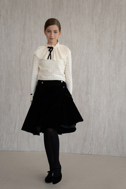 Velvet Wrap Skirt - Black