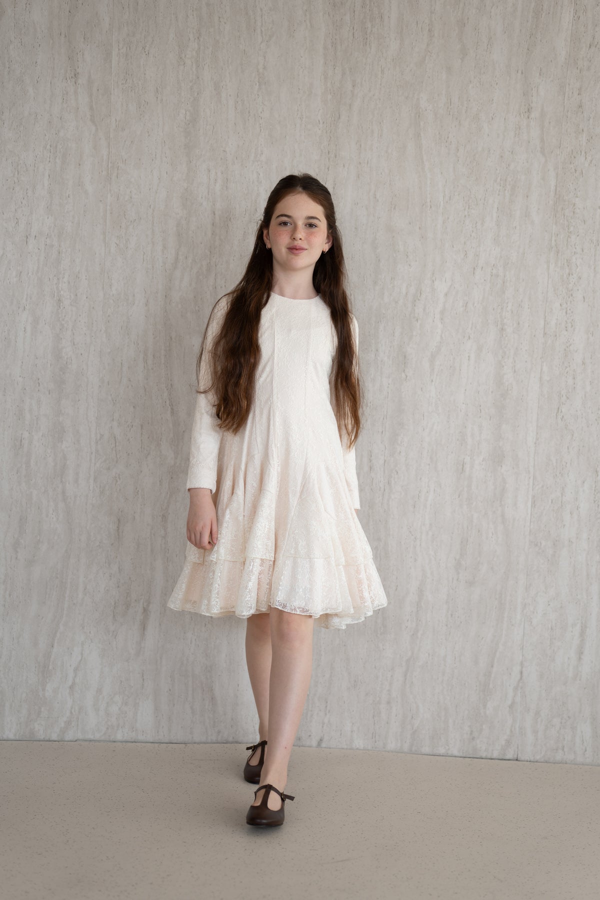 Mesh Tiered Dress - Cream