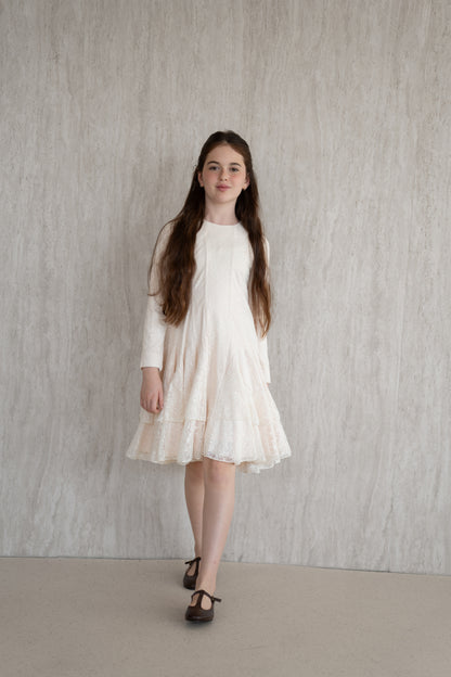 Mesh Tiered Dress - Cream