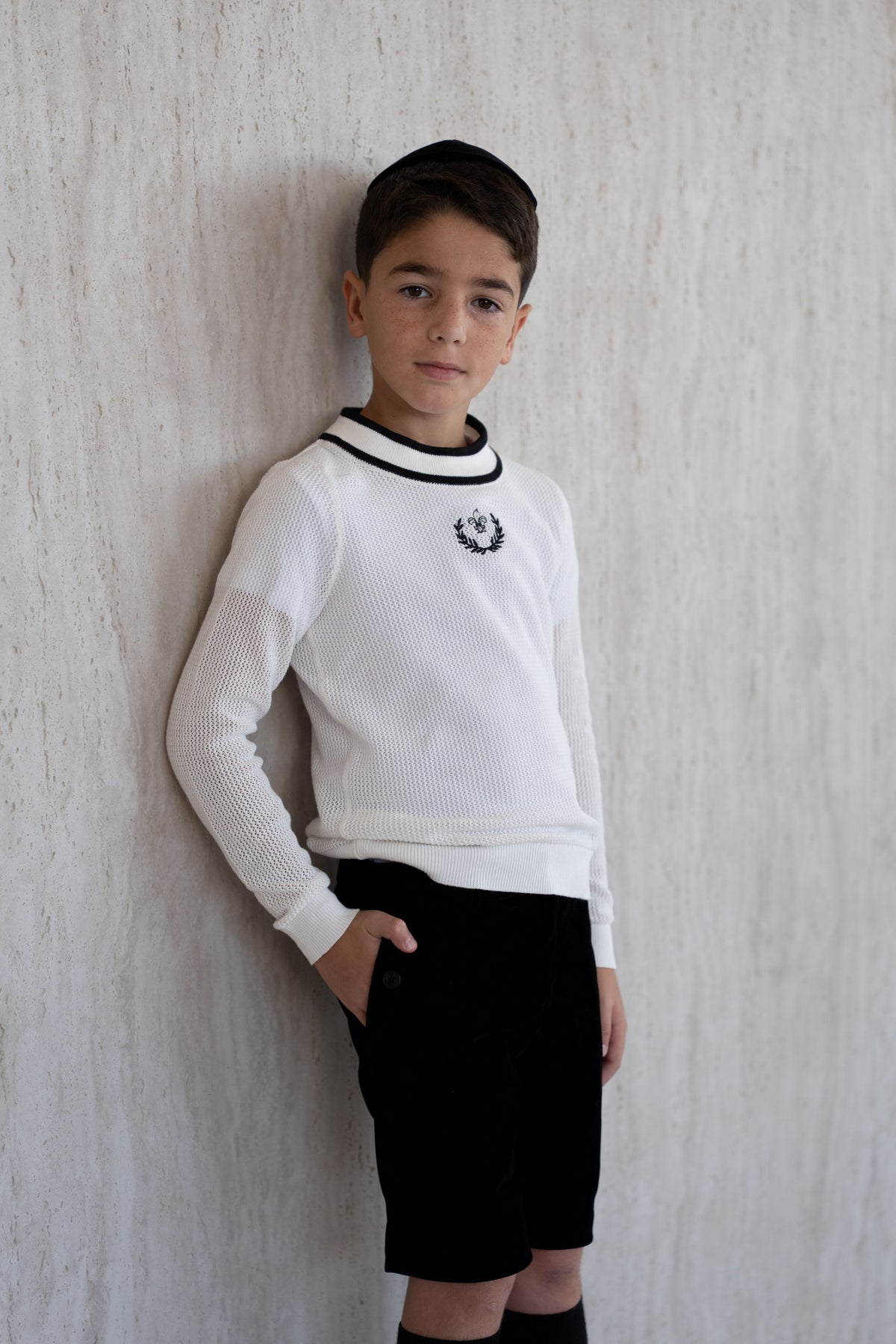 White Mesh Knit Sweater