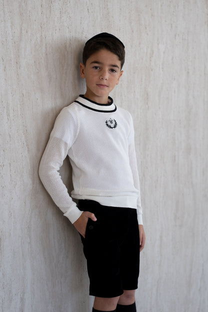 White Mesh Knit Sweater