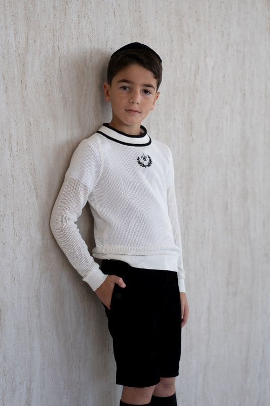 White Mesh Knit Sweater